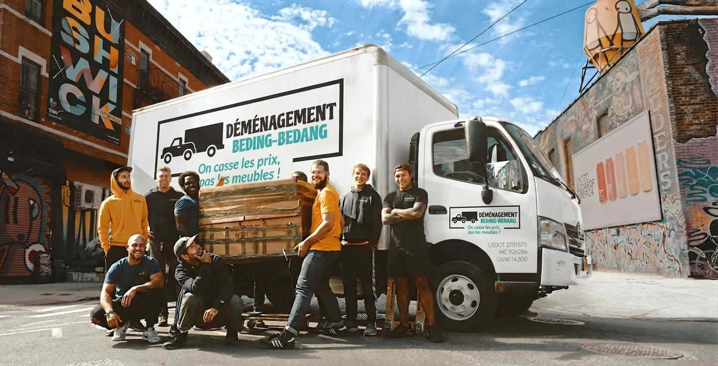 Équipe qui charge le camion